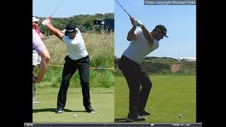 Jon Rahm golf swing  Long Iron faceon amp downtheline July 2017 [upl. by Steffane]