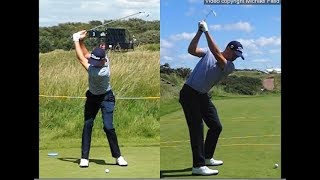 Justin Thomas golf swing  Long Iron faceon amp downtheline July 2017 [upl. by Hasila]