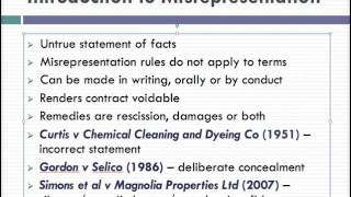 Misrepresentation Lecture 1 of 4 [upl. by Alana]